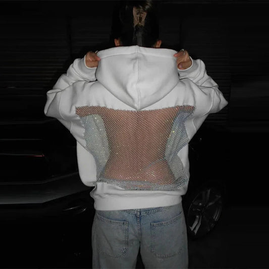Women's Backless Mesh Hoodie - Breathable & Stylish