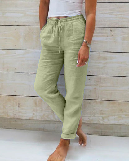 Luxe Cotton-Linen Tailored Trousers