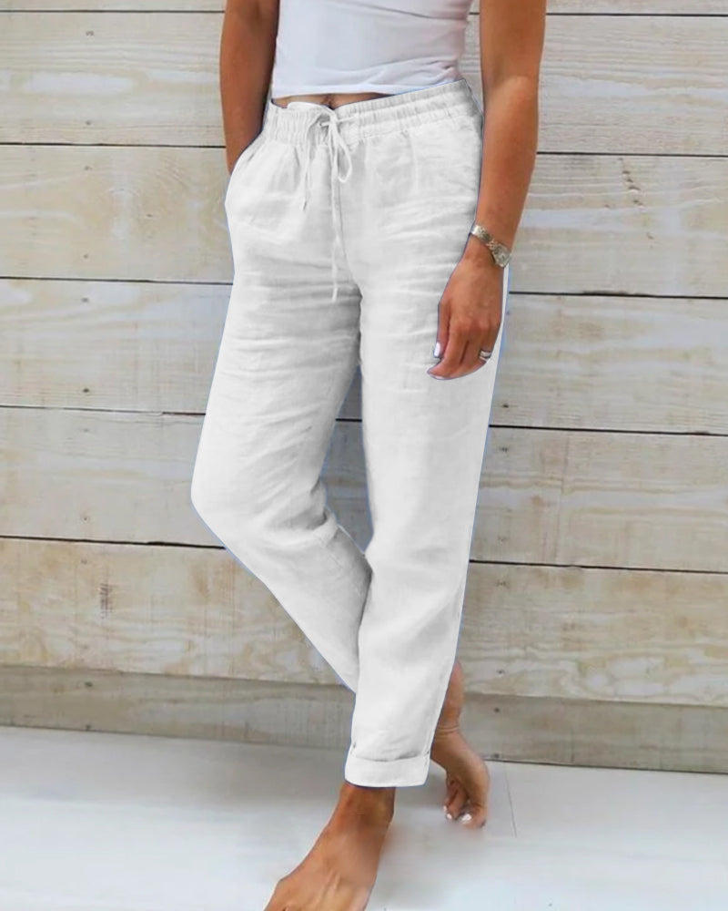 Luxe Cotton-Linen Tailored Trousers