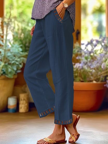 Relaxed Contrast Trim Cropped Pants