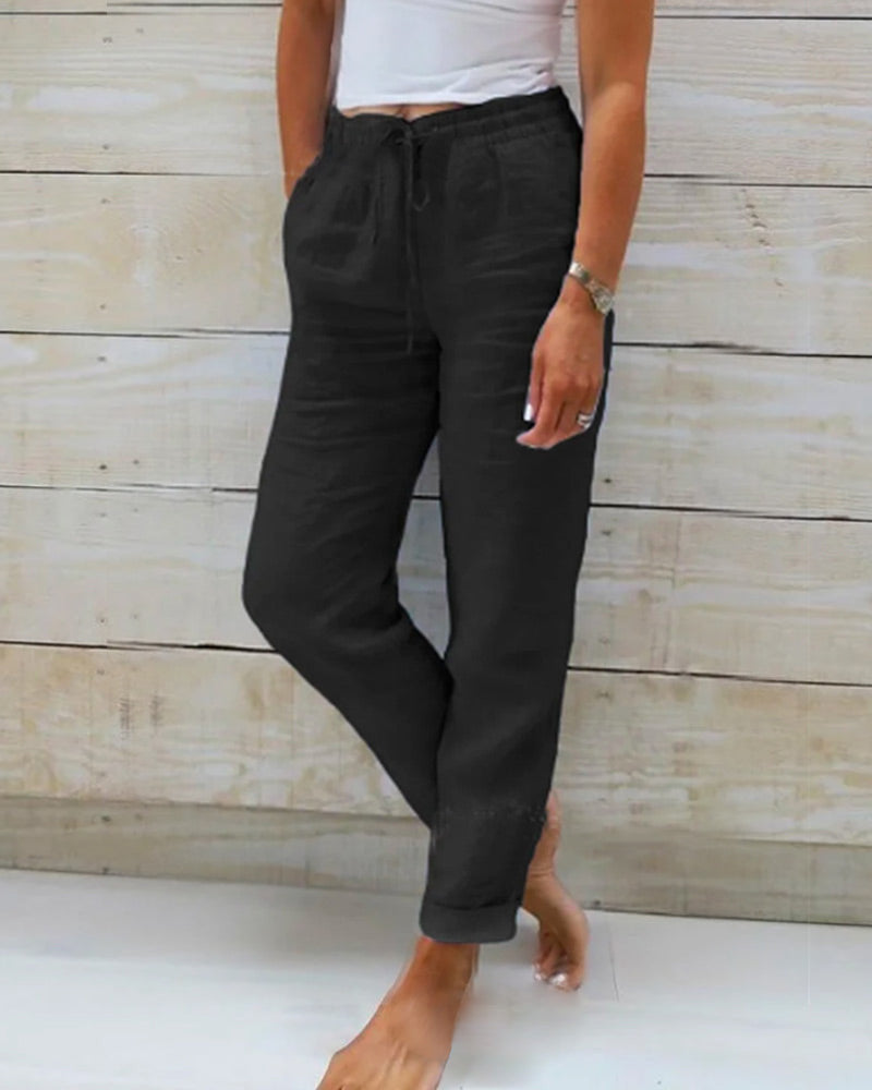 Luxe Cotton-Linen Tailored Trousers