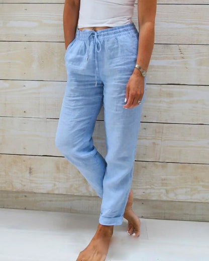 Luxe Cotton-Linen Tailored Trousers