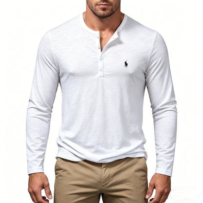 Men’s Cotton Henley Long-Sleeve Shirt