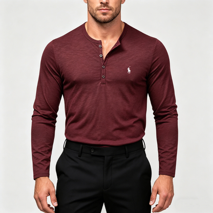 Men’s Cotton Henley Long-Sleeve Shirt