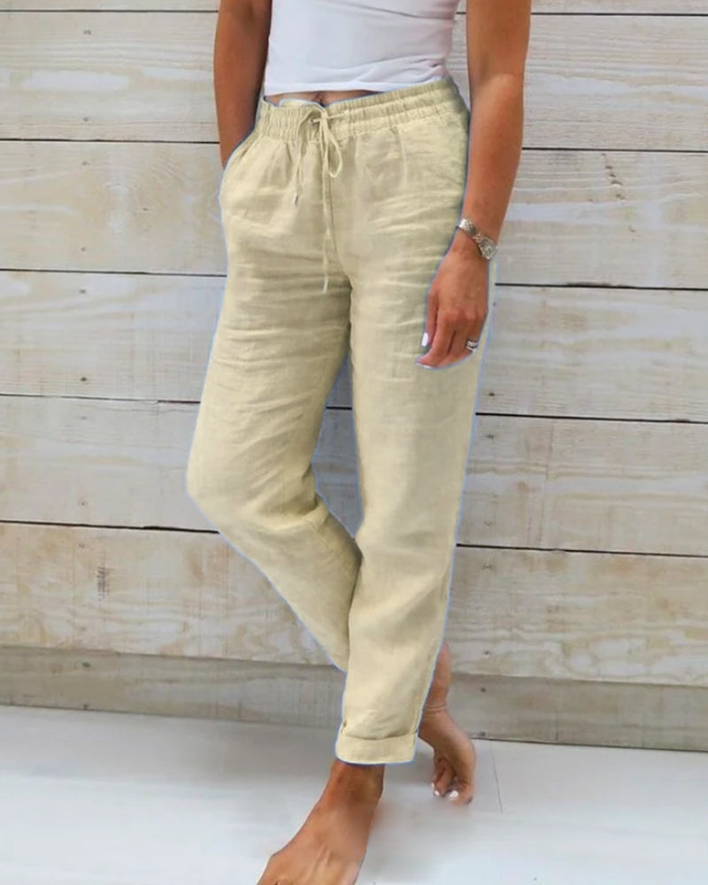 Luxe Cotton-Linen Tailored Trousers