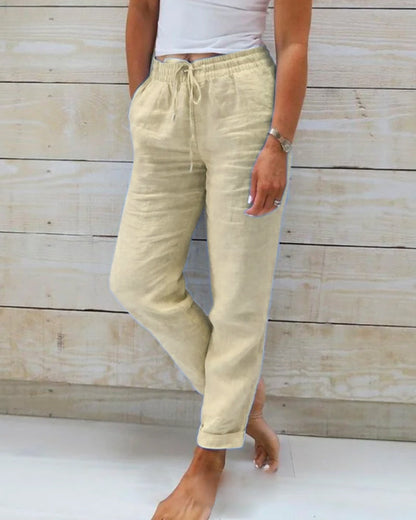 Luxe Cotton-Linen Tailored Trousers