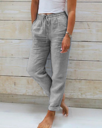 Luxe Cotton-Linen Tailored Trousers