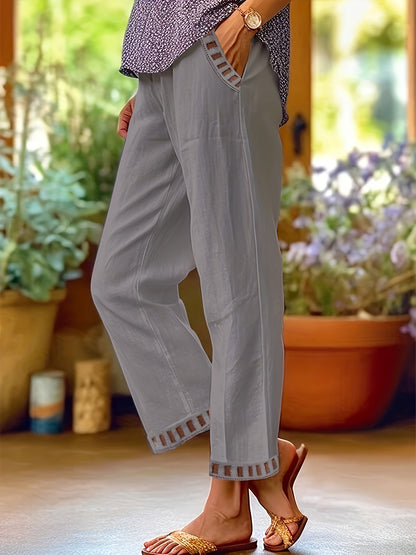 Relaxed Contrast Trim Cropped Pants