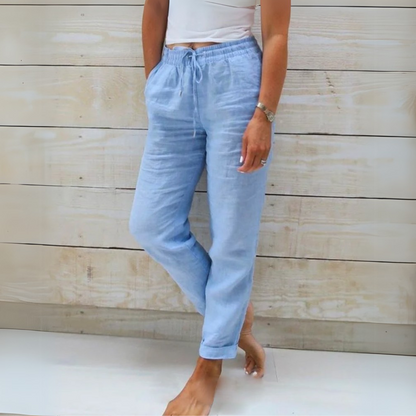 Luxe Cotton-Linen Tailored Trousers