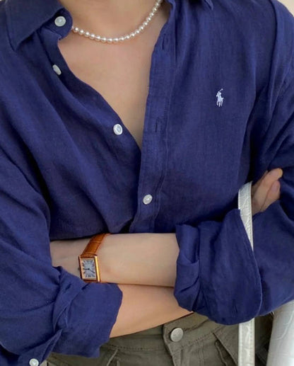 Women's Classic Linen Button-Down Shirt