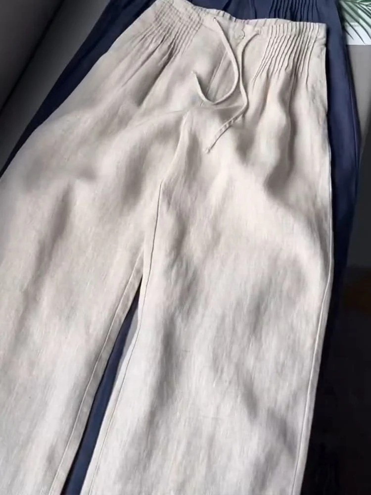 Pleated Linen Comfort Fit Pants