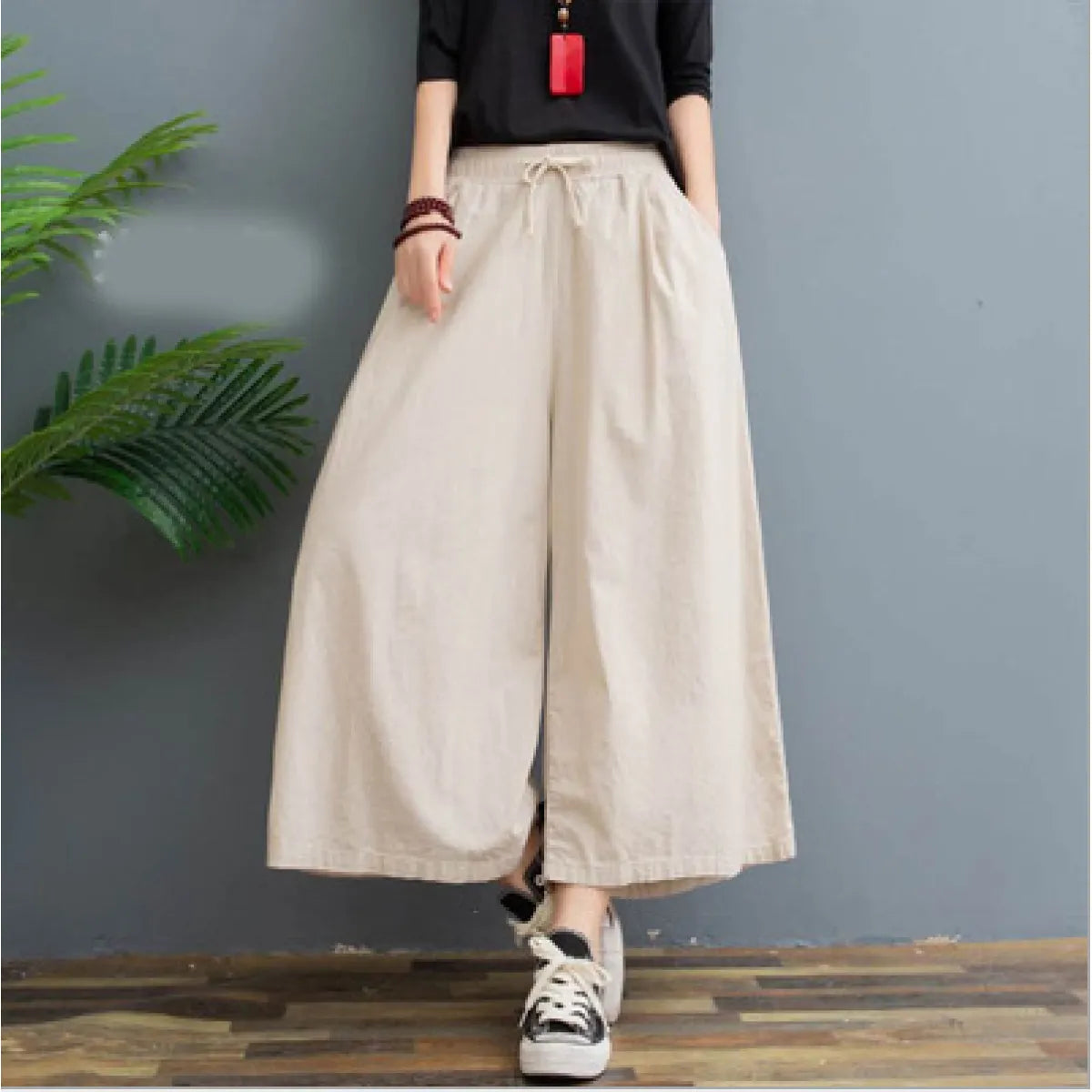 Pleated Linen Comfort Fit Pants