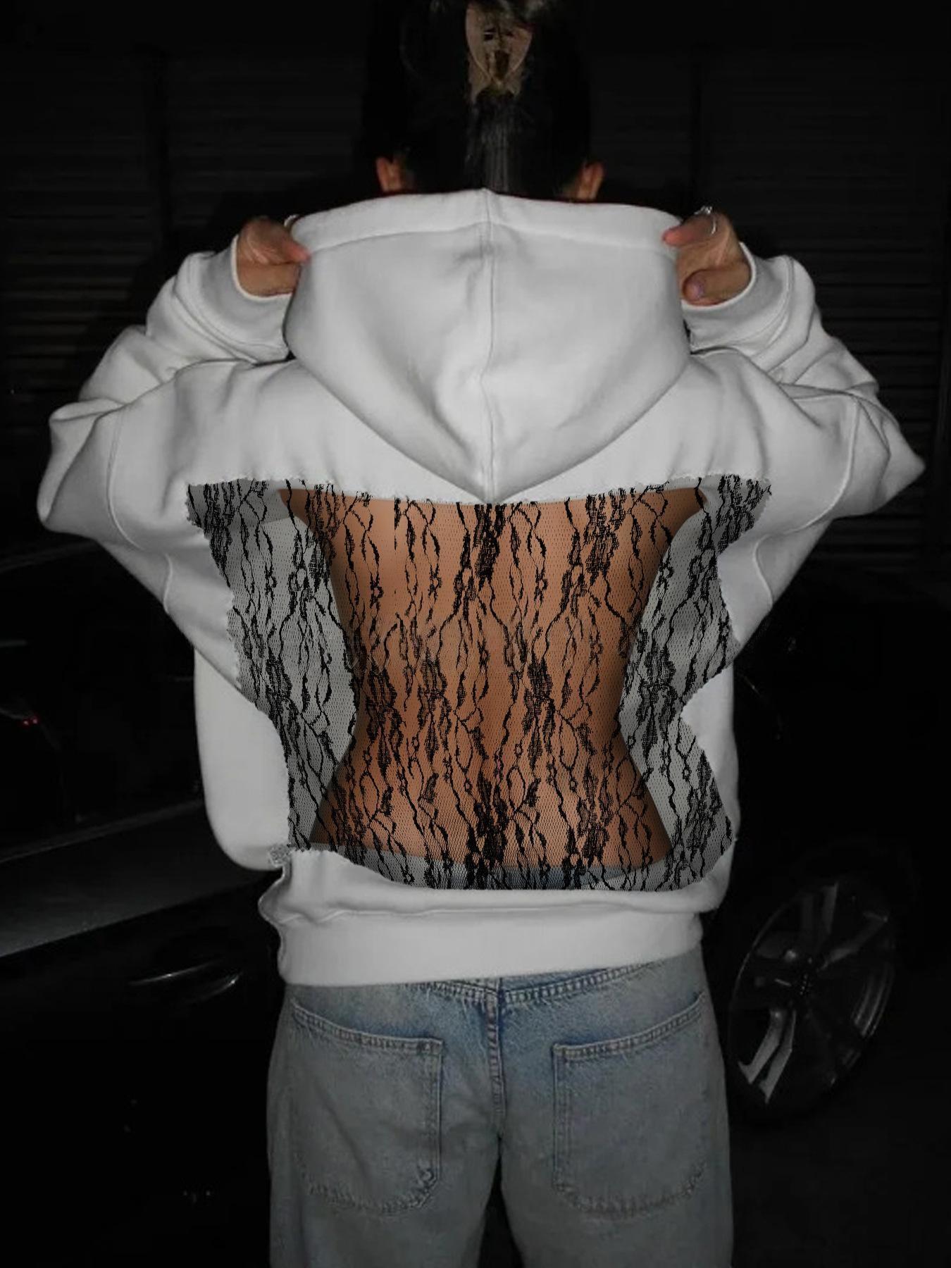 Women's Backless Mesh Hoodie - Breathable & Stylish