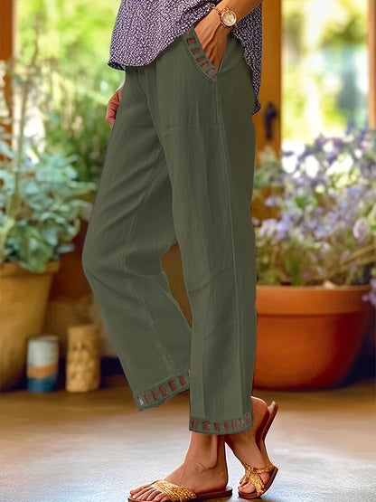 Relaxed Contrast Trim Cropped Pants