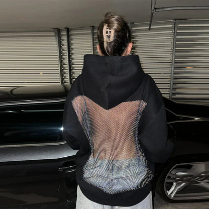 Women's Backless Mesh Hoodie - Breathable & Stylish