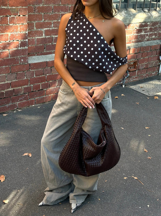 Dapper Dot Brown White Top