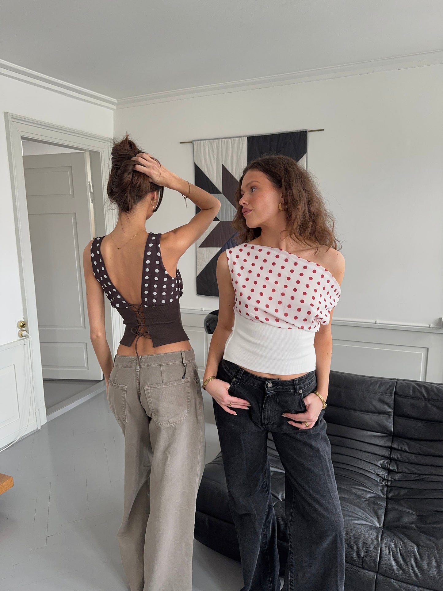 Dapper Dot Brown White Top